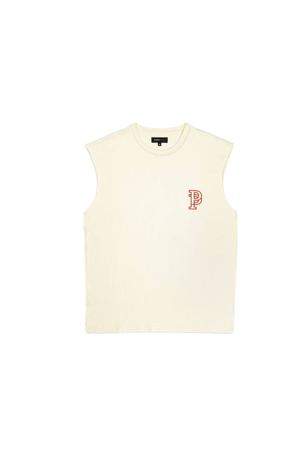 TEXTURED JERSEY SLEEVELESS -OFF WHITE