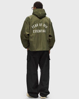 TEXTURED NYLON HOODED COACHES JACKET - MILITARY