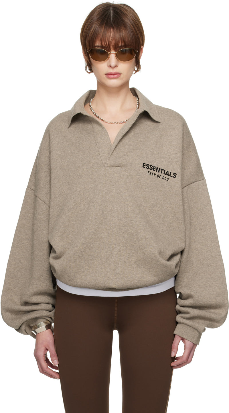 FLEECE POLO - HEATHER GRAY