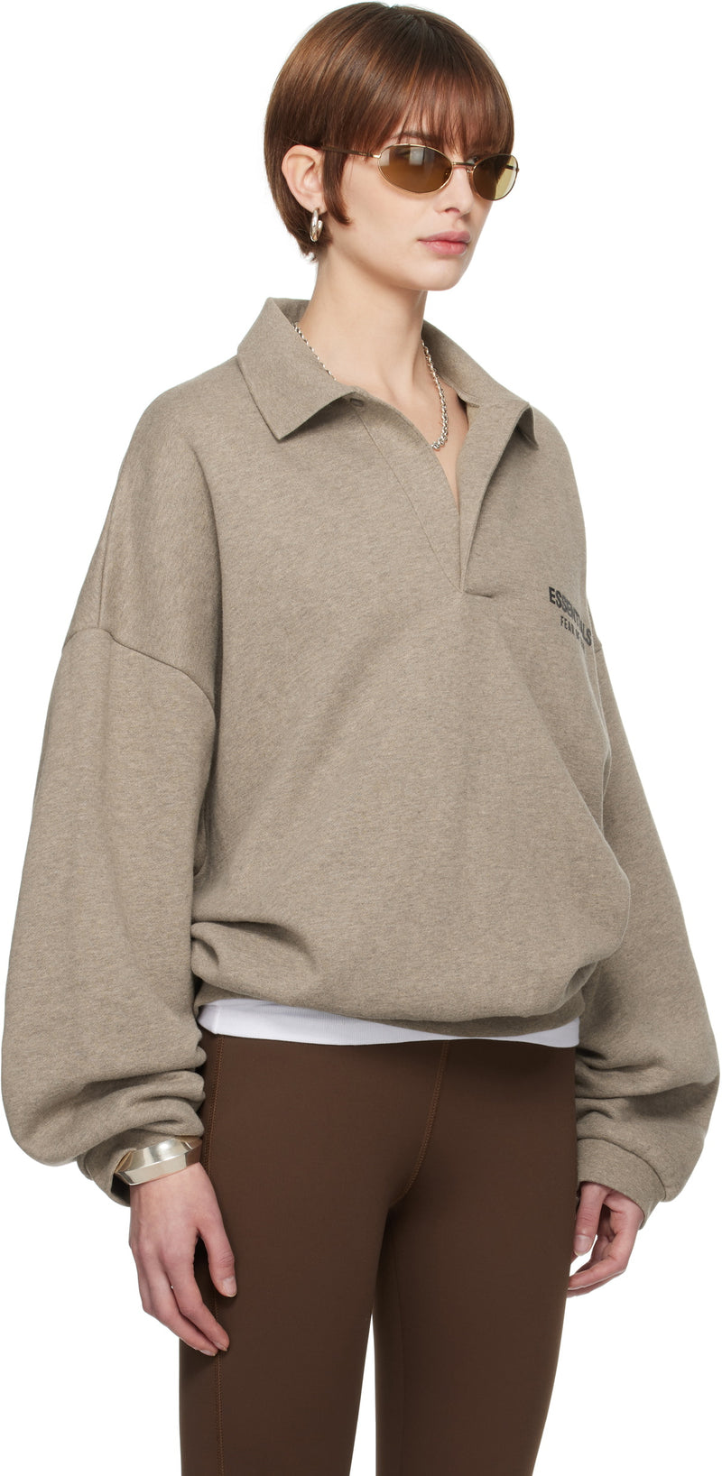 FLEECE POLO - HEATHER GRAY