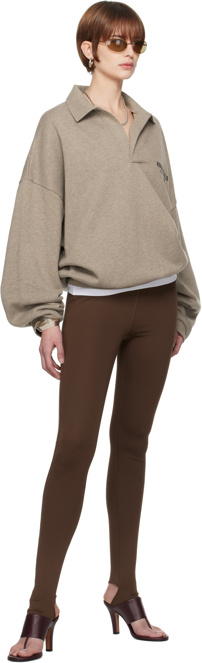 FLEECE POLO - HEATHER GRAY