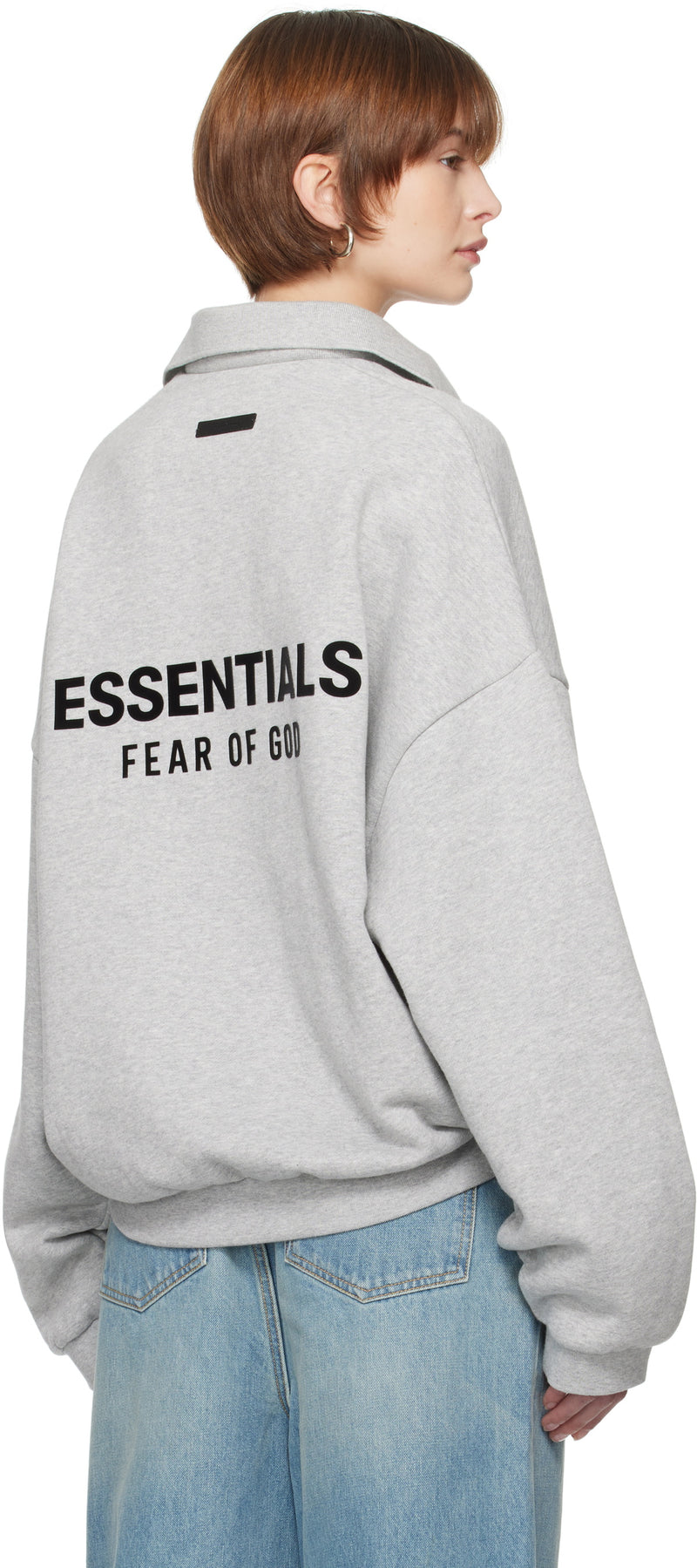 FLEECE POLO - LIGHT HEATHER GRAY