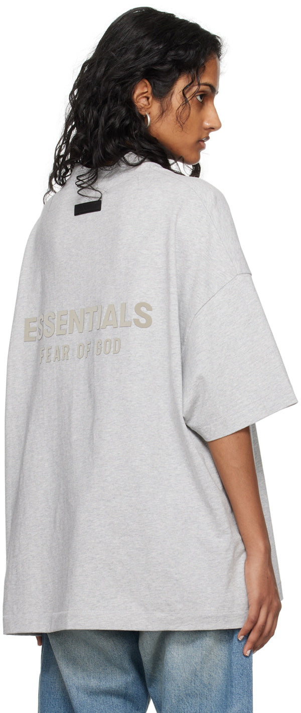 V NECK TSHIRT LIGHT HEATHER GREY