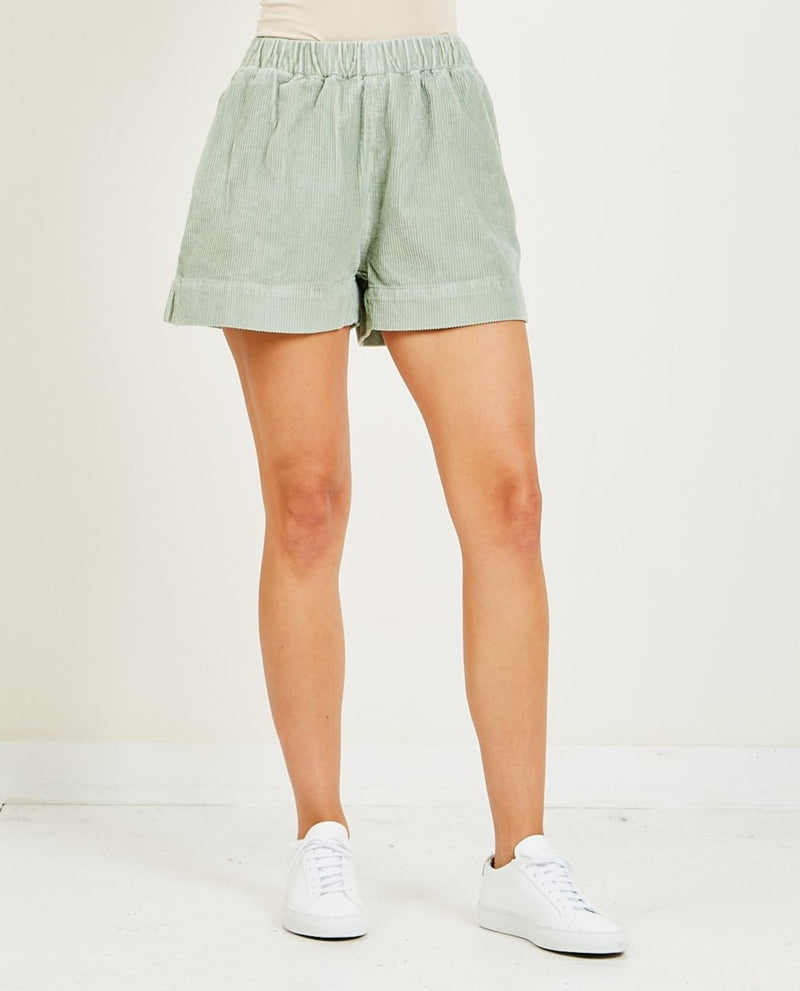 Cord Field Shorts in Eucalyptus Green