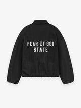 TEXTURED NYLON TRUCKER JACKET - BLACK
