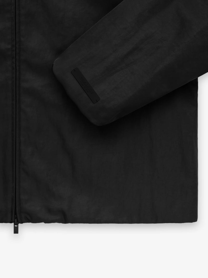 TEXTURED NYLON TRUCKER JACKET - BLACK