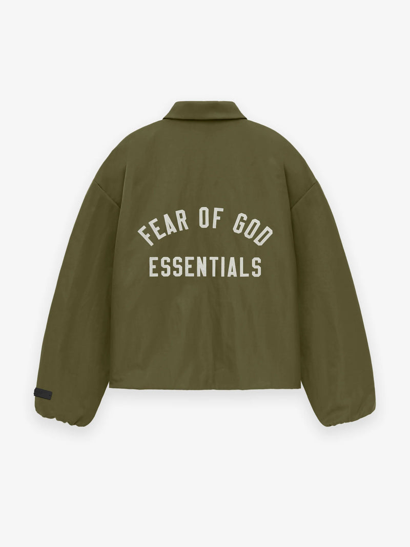 TEXTURED NYLON TRUCKER JACKET- MILITARY