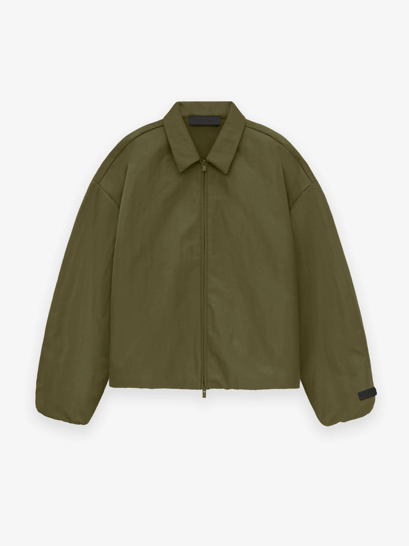 TEXTURED NYLON TRUCKER JACKET- MILITARY