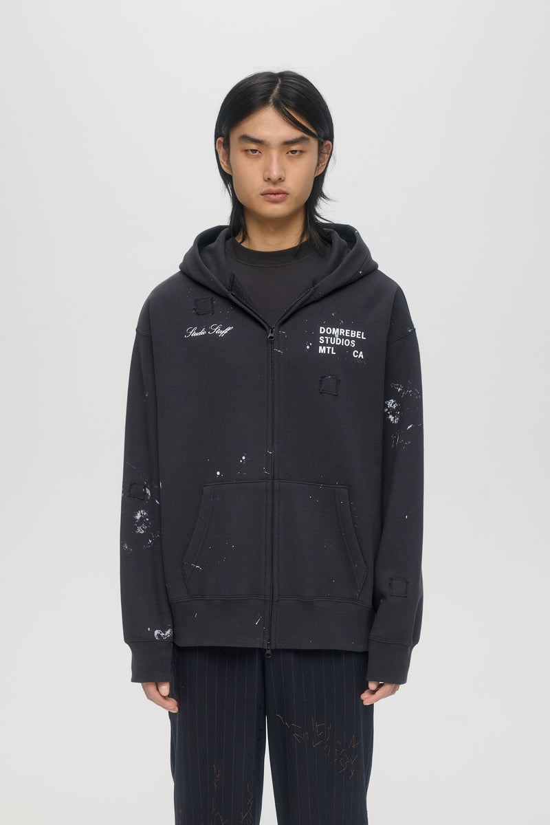 STAFF ZIP HOODIE - OLD BLACK