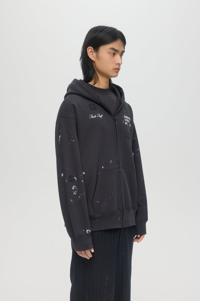 STAFF ZIP HOODIE - OLD BLACK
