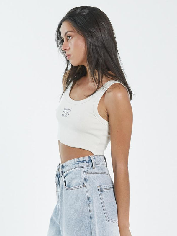 THRILLS UNLIMITED RETRO CROP TANK HERITAGE WHITE